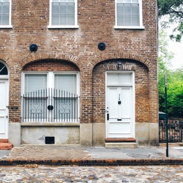 Doorway of apartment building